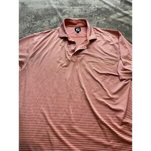 Footjoy FJ Polo Shirt Mens X-Large Orange‎ White FJ River Golf Club XL